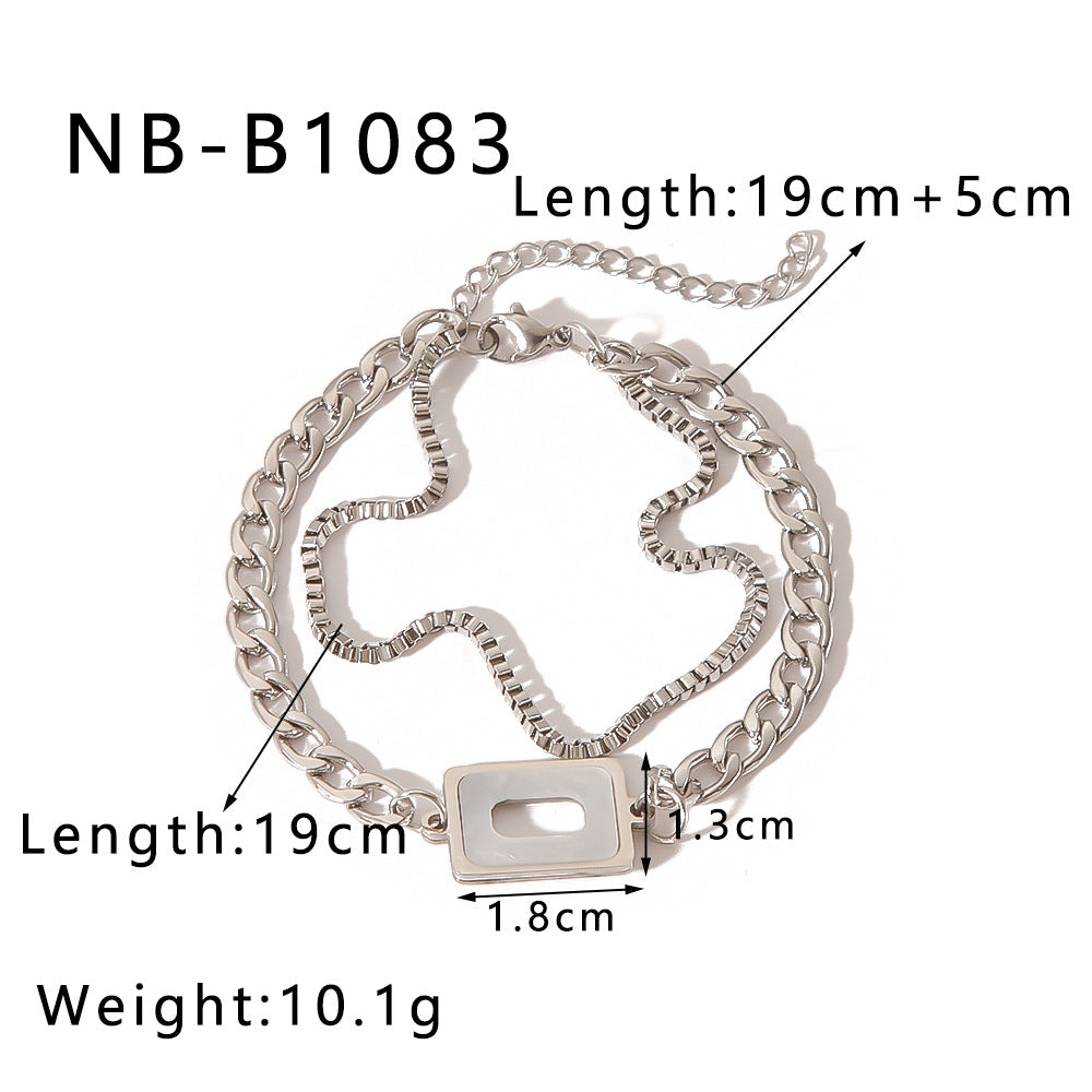 INS Style Butterfly and Cross Pendant Stainless Steel Multi-Layer Cuban Bracelet with Gold Plating for Unisex