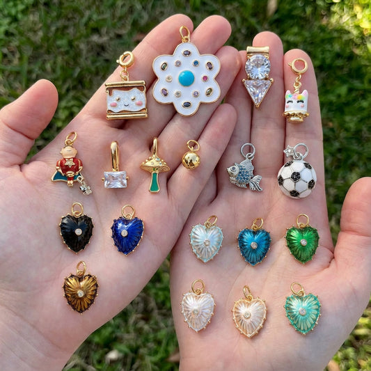 Barra de Amuleto de Corazón Vintage Bañada en Latón