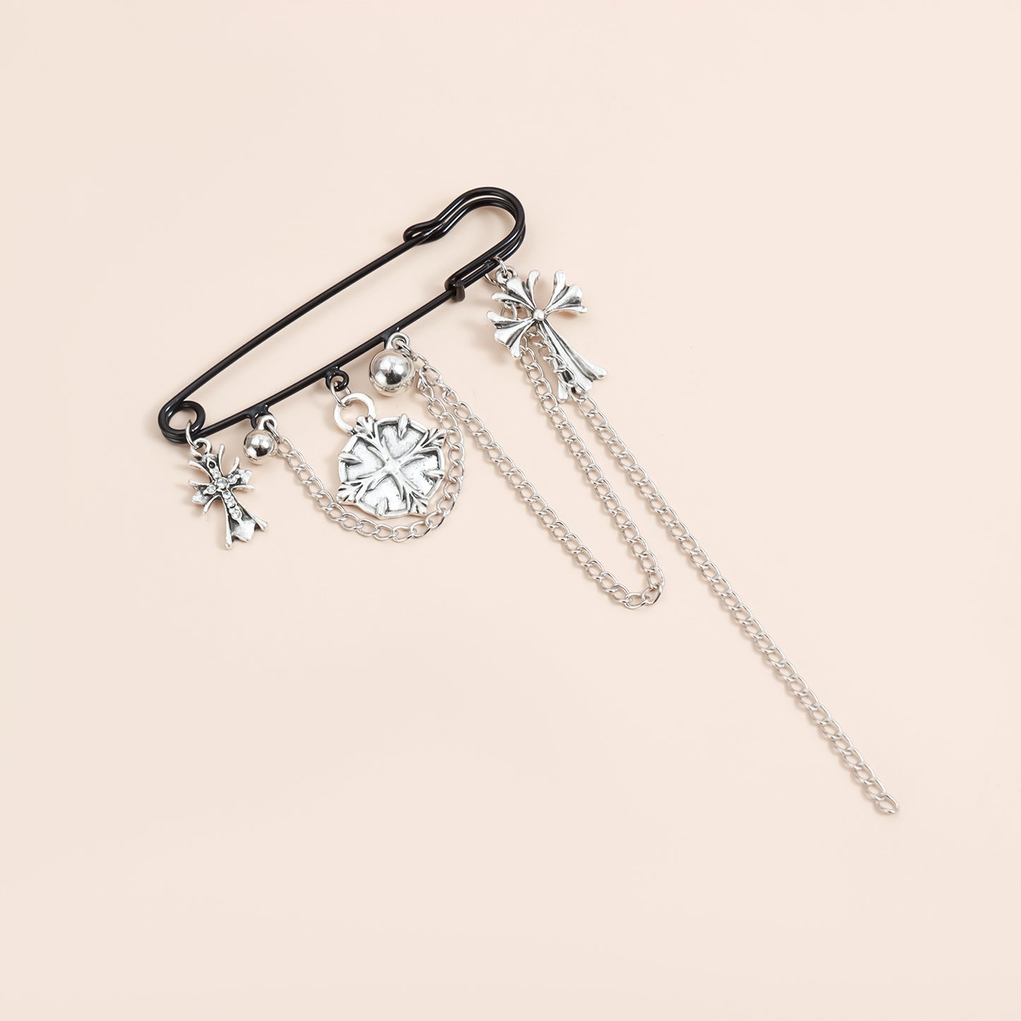 Geometric Cross Alloy Plated Brooch for Women