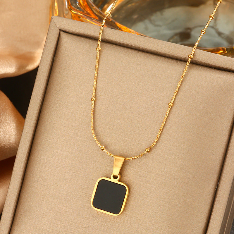 Minimalist Titanium Steel Pearl Necklace with Heart Star and Floral Pendants for Women