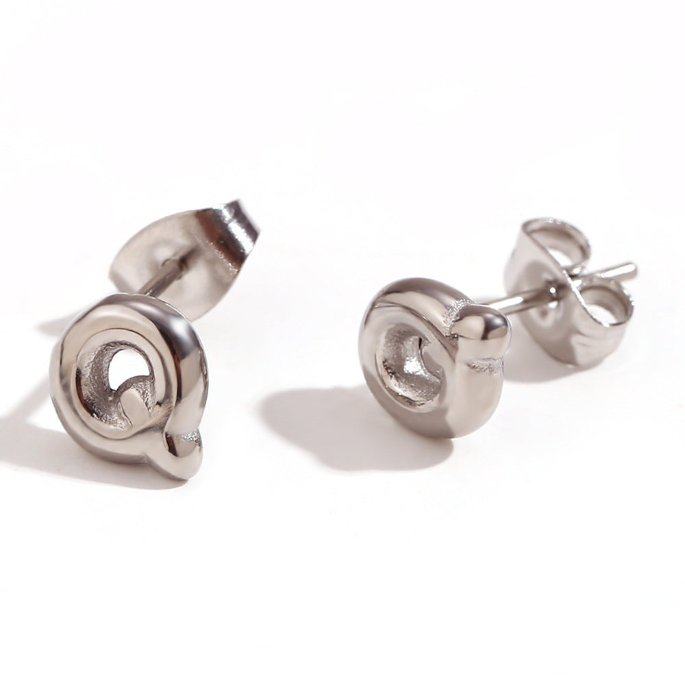 Orecchini a perno da donna con lettera geometrica moderna minimalista in acciaio al titanio placcato oro 18K