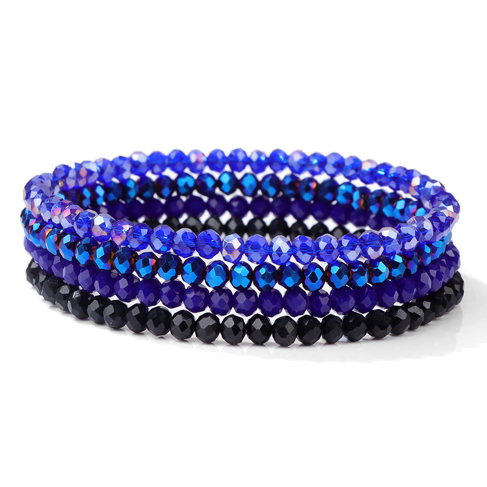 Sweet Geometric Crystal Bracelet with Cubic Zirconia Inlay Unisex Elastic String Bangle