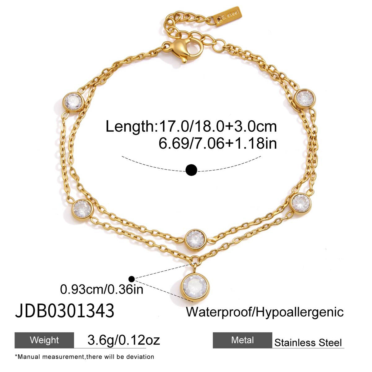 Elegant Round Geometric Cubic Zirconia Stainless Steel and Titanium Steel Jewelry Set for Women with Plated Cable Chain