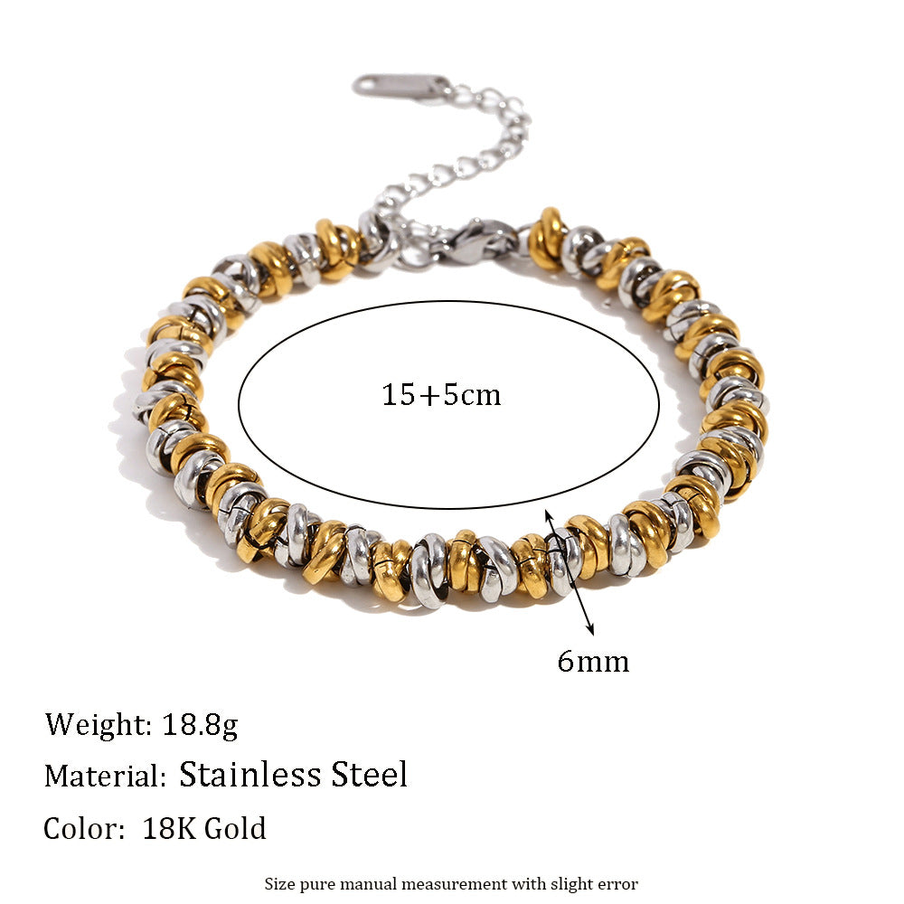 Minimalist Geometric Stainless Steel Plated 18K Gold Round Hoop Necklace for Women