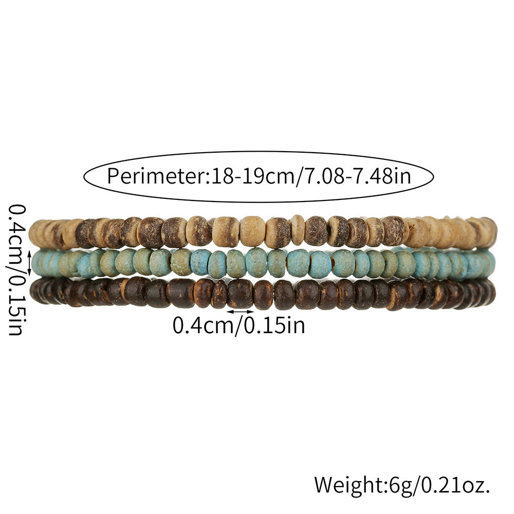 Bohemian Geometric Wood Bead Bracelet Unisex