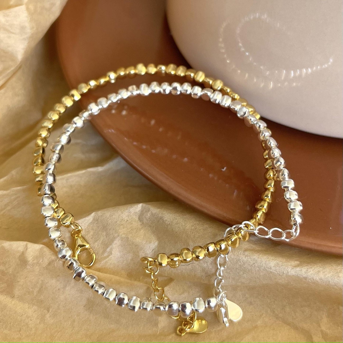 Pulsera geométrica minimalista de plata de ley 925