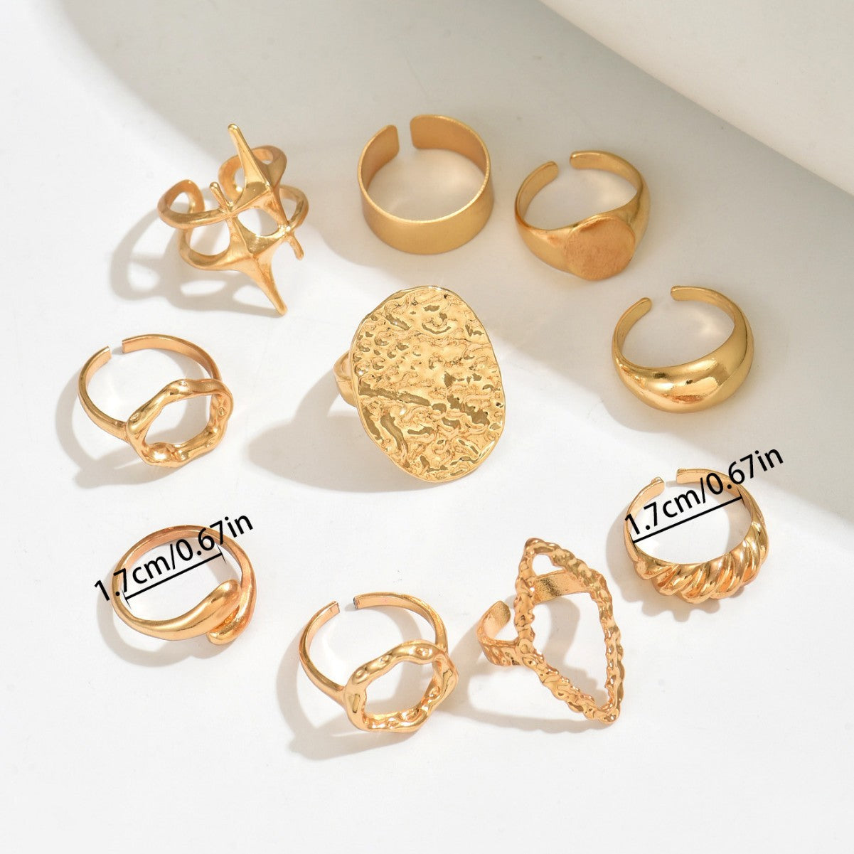 Anillo ajustable geométrico minimalista de aleación de zinc chapado en oro de 18 quilates para mujer