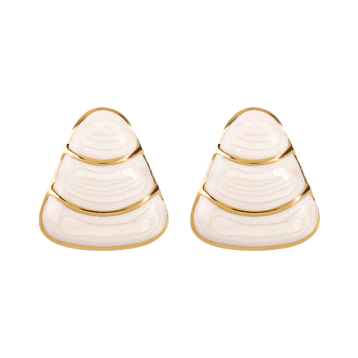 Minimalist Geometric Triangle Stainless Steel Enamel Earrings for Women