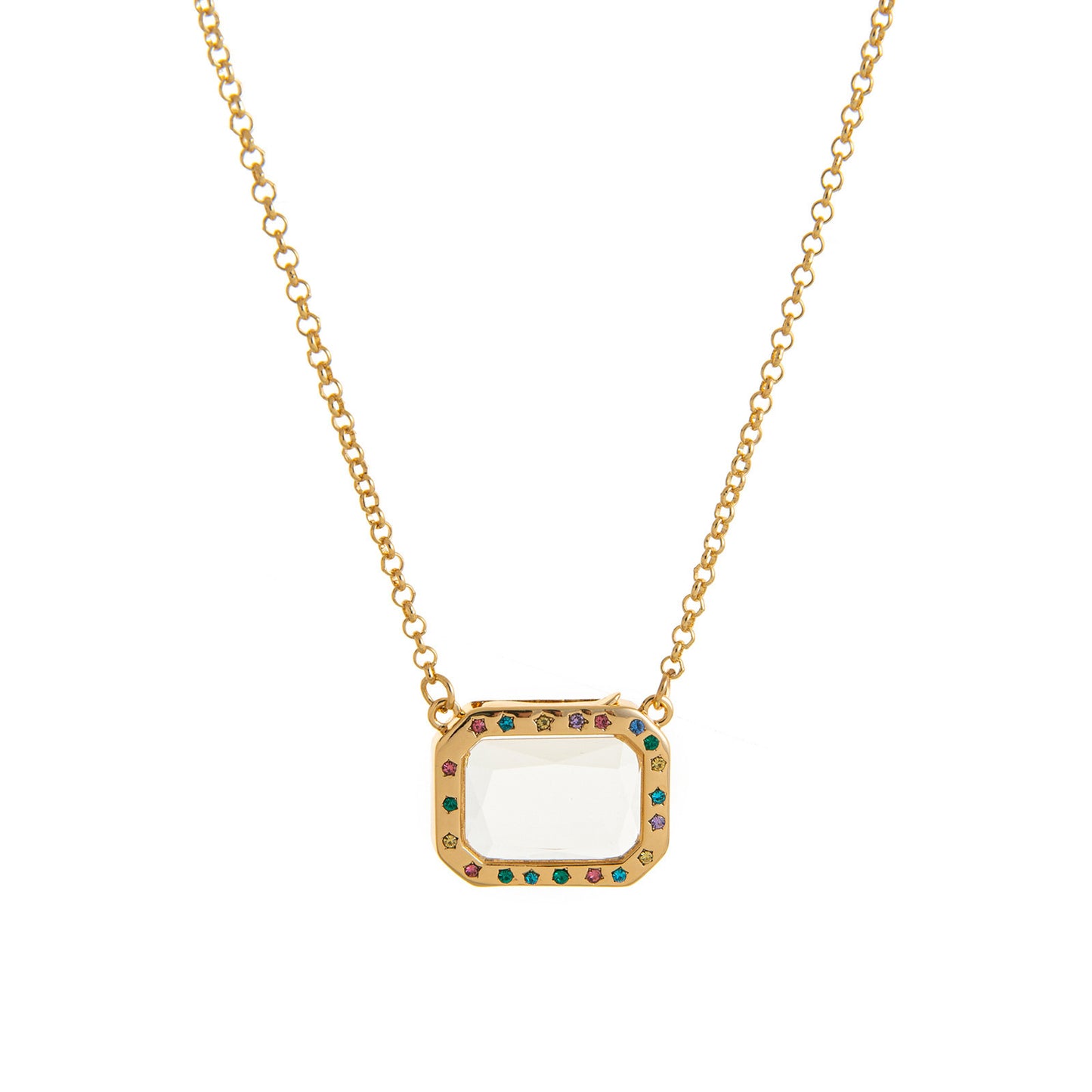 Ciondolo a Medaglione Tondo Geometrico Vintage Placcato Oro 18K in Ottone e Acciaio al Titanio Charm Bar