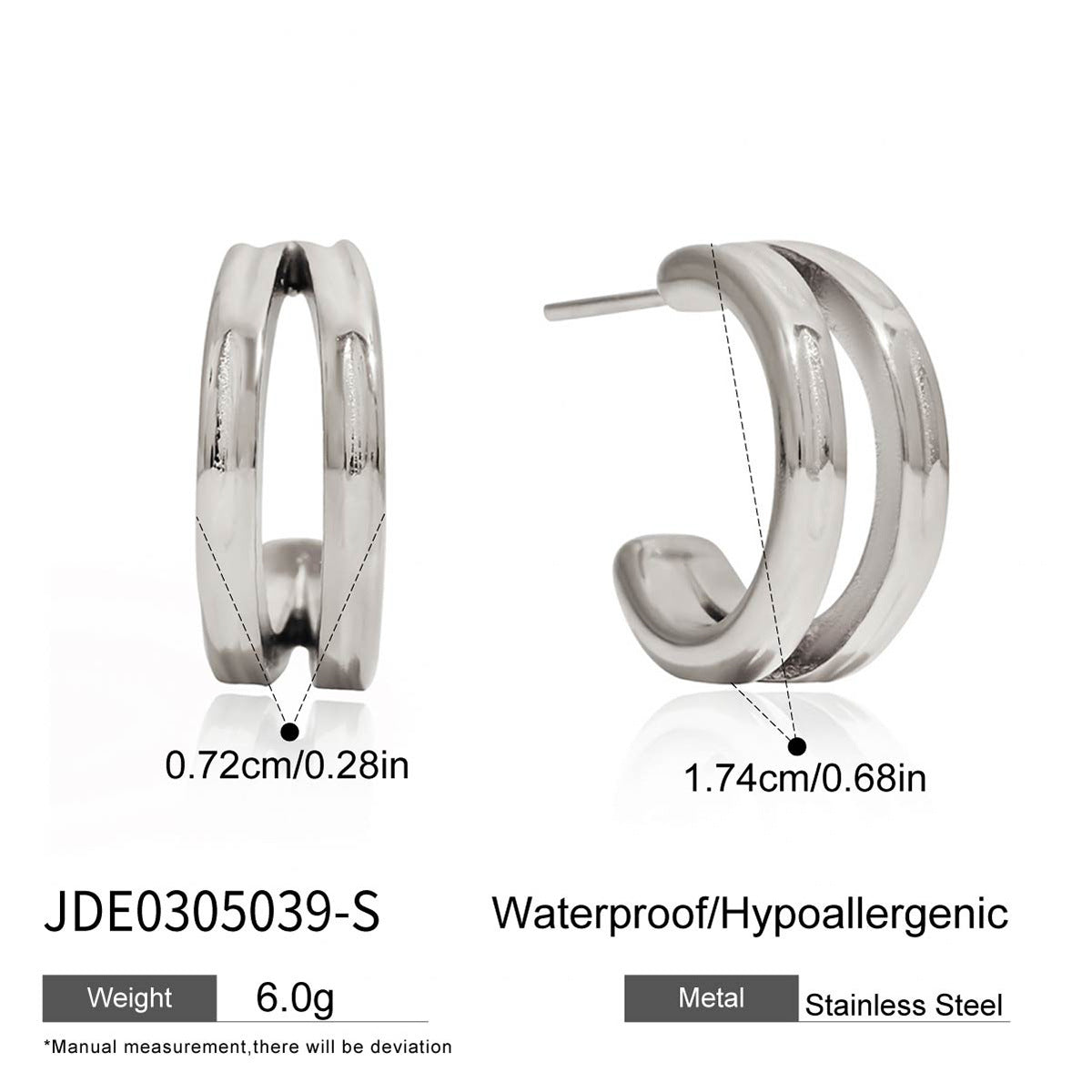 Pendientes Minimalistas Geométricos de Acero Inoxidable con Acabado Chapado para Mujer, Tachuelas de Lujo Ligeras