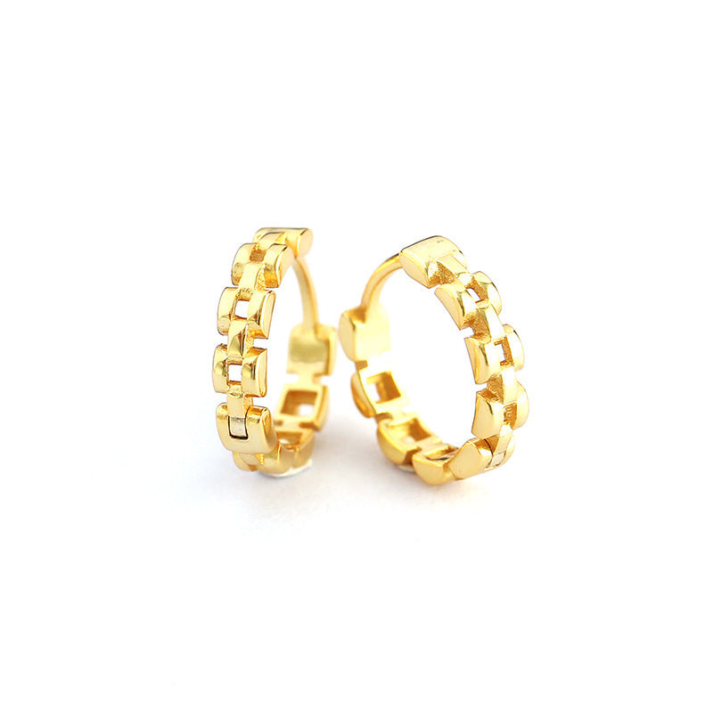 Orecchini a perno da donna in argento Sterling S925 geometrici minimalisti con finitura placcata