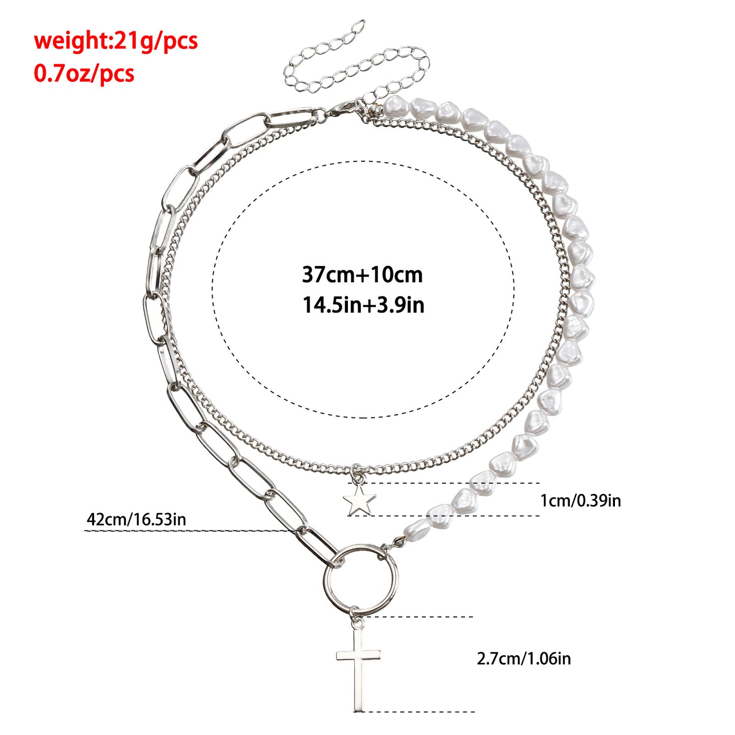 Vintage-Style Star and Cross Pendant Necklace for Women with Alloy Construction and Electroplated Finish