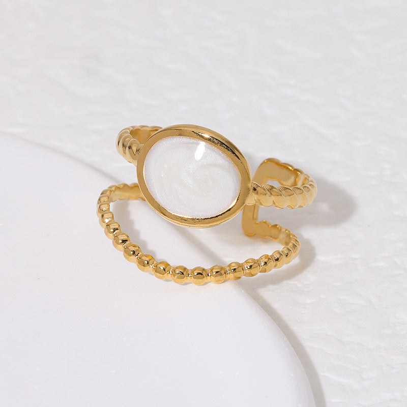 Anello Aperto Minimalista Geometrico da Donna in Acciaio Inossidabile con Finitura Placcata, Accessorio Moda Elegante e Versatile