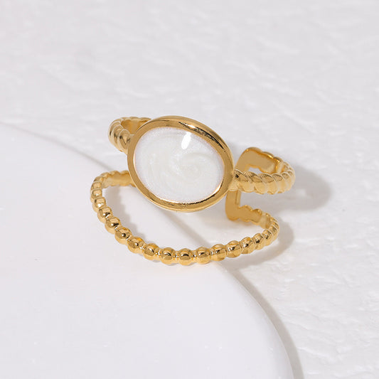Anello Aperto Minimalista Geometrico da Donna in Acciaio Inossidabile con Finitura Placcata, Accessorio Moda Elegante e Versatile