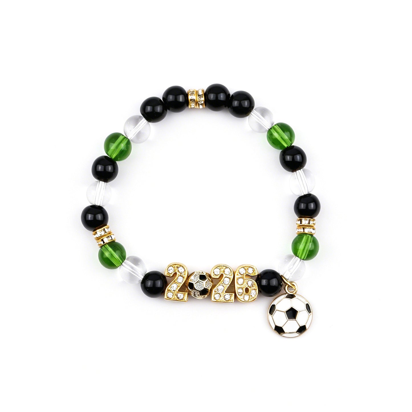 Pulsera unisex de aleación chapada con colgante de estrella de fútbol con incrustaciones de diamantes de imitación minimalista para fanático de la Copa del Mundo