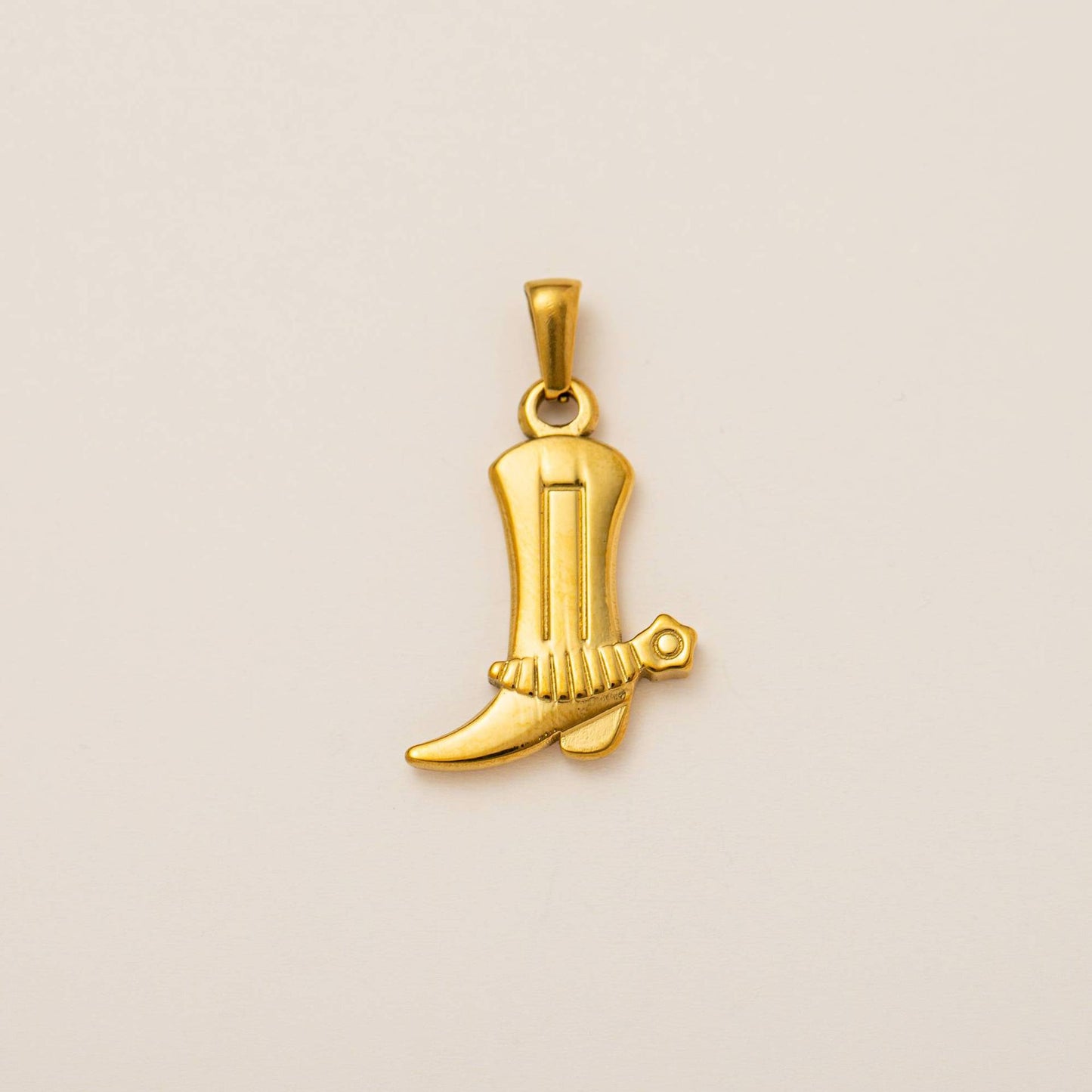 Vintage 18K Gold Plated Stainless Steel Boot Horseshoe Charm Bar PVD