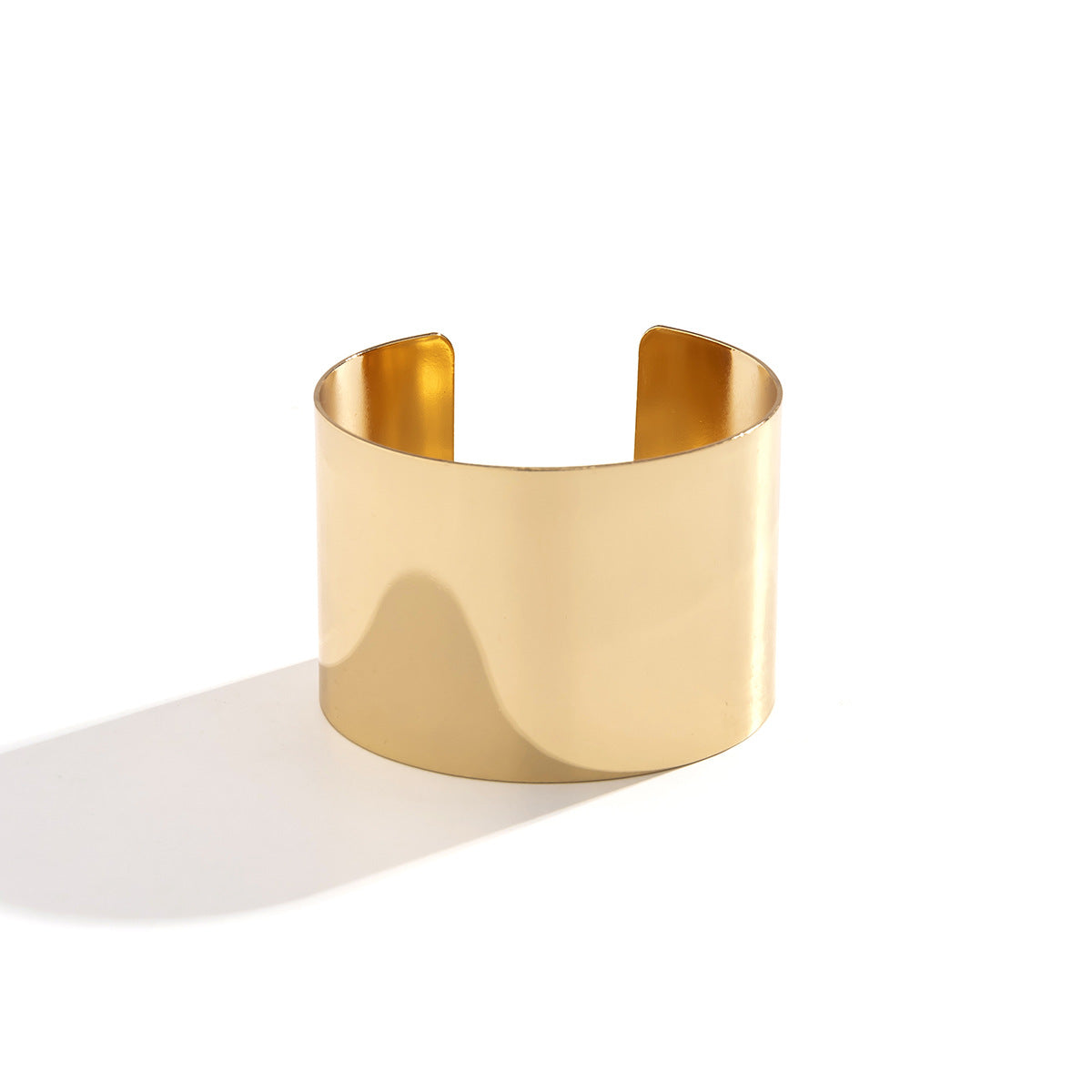 Braccialetto a polsino geometrico in metallo da donna, tono freddo minimalista, con finitura placcata