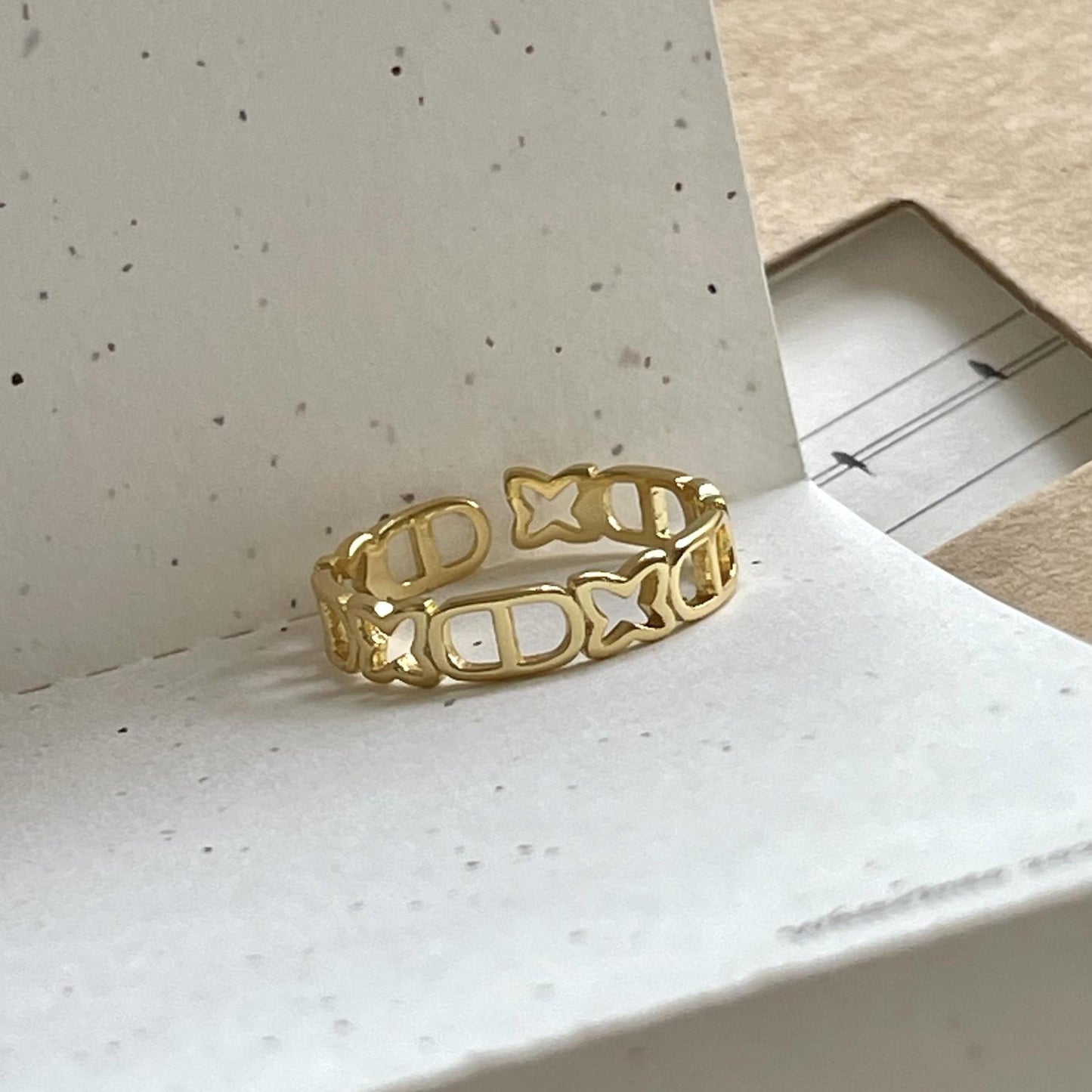 Anillo de plata esterlina 925 en forma de estrella minimalista para mujer con acabado chapado