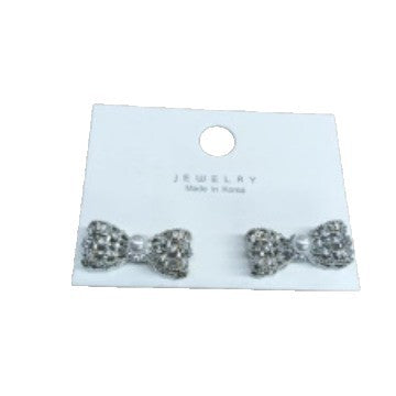 Elegant Bowknot-Shaped Pearl Earrings and Hairpins Set with Zircon Inlay for Women