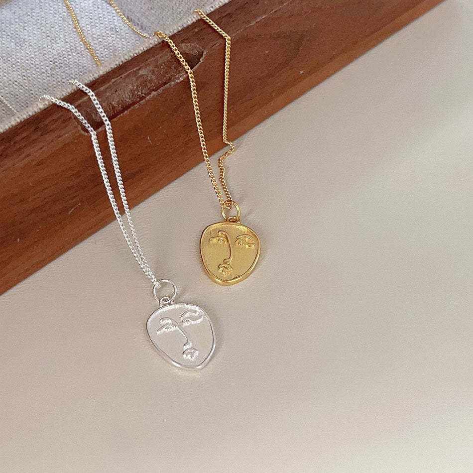 Collana Minimalista Astratta a Faccia Geometrica in Argento Sterling 925