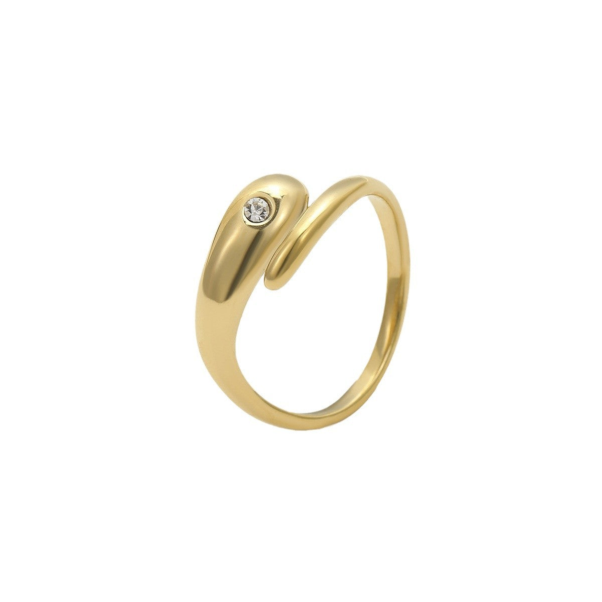 Anello da donna in acciaio inossidabile di lusso placcato oro con zirconi geometrici in acciaio al titanio, gioielli alla moda resistenti allo sbiadimento per l'ufficio
