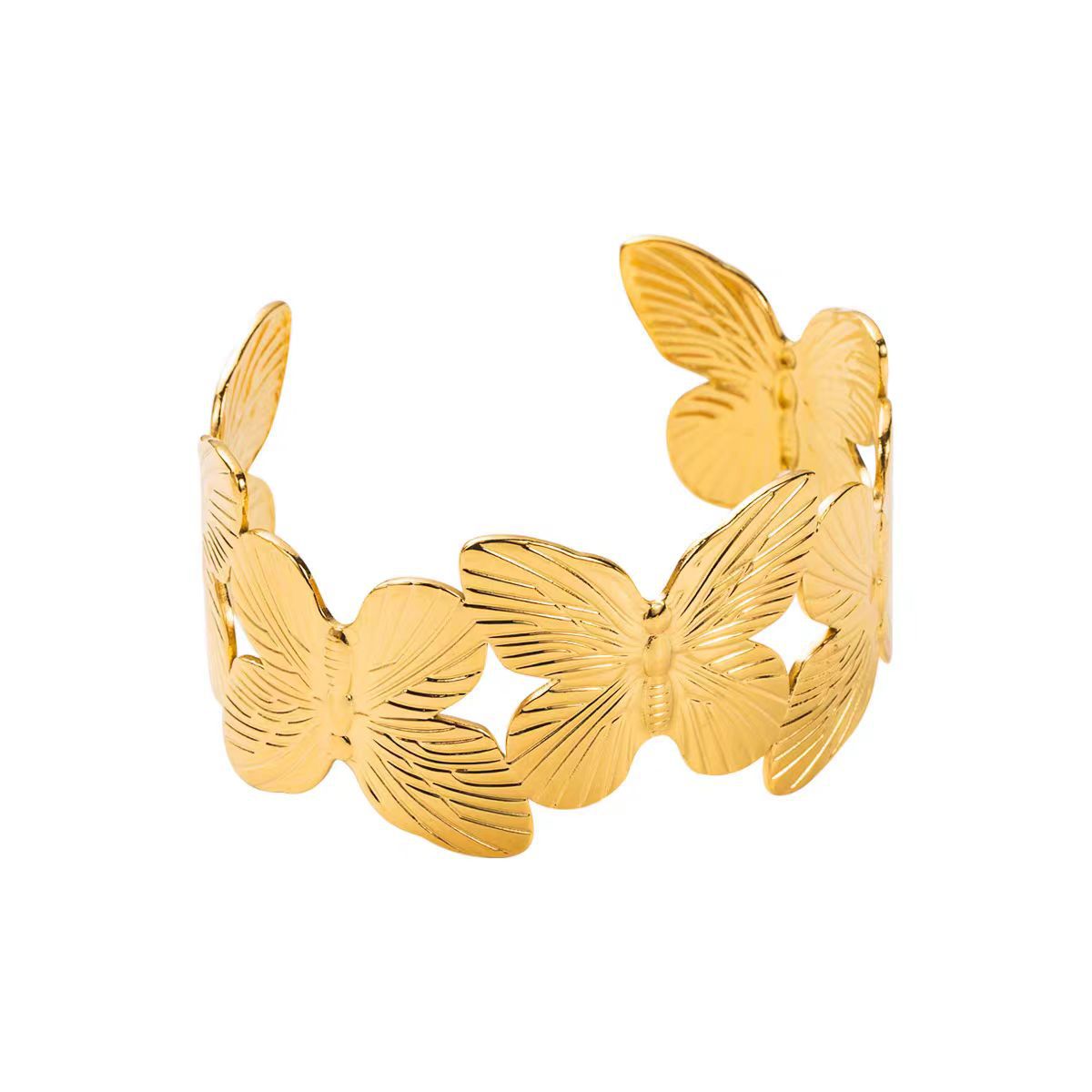 Bracciale Minimalista a Farfalla da Donna in Acciaio al Titanio Placcato Oro 18K, Ipoallergenico e Resistente allo Sbiadimento