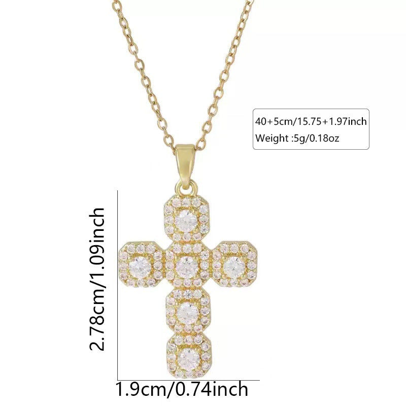 Collana da donna a croce in acciaio inossidabile di lusso con intarsio in zirconi cubici