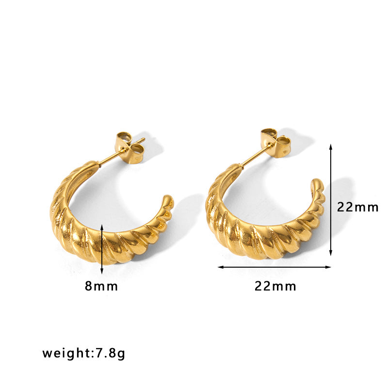 Orecchini a cerchio in acciaio inossidabile con design geometrico minimalista e placcatura, leggeri e lussuosi per donna