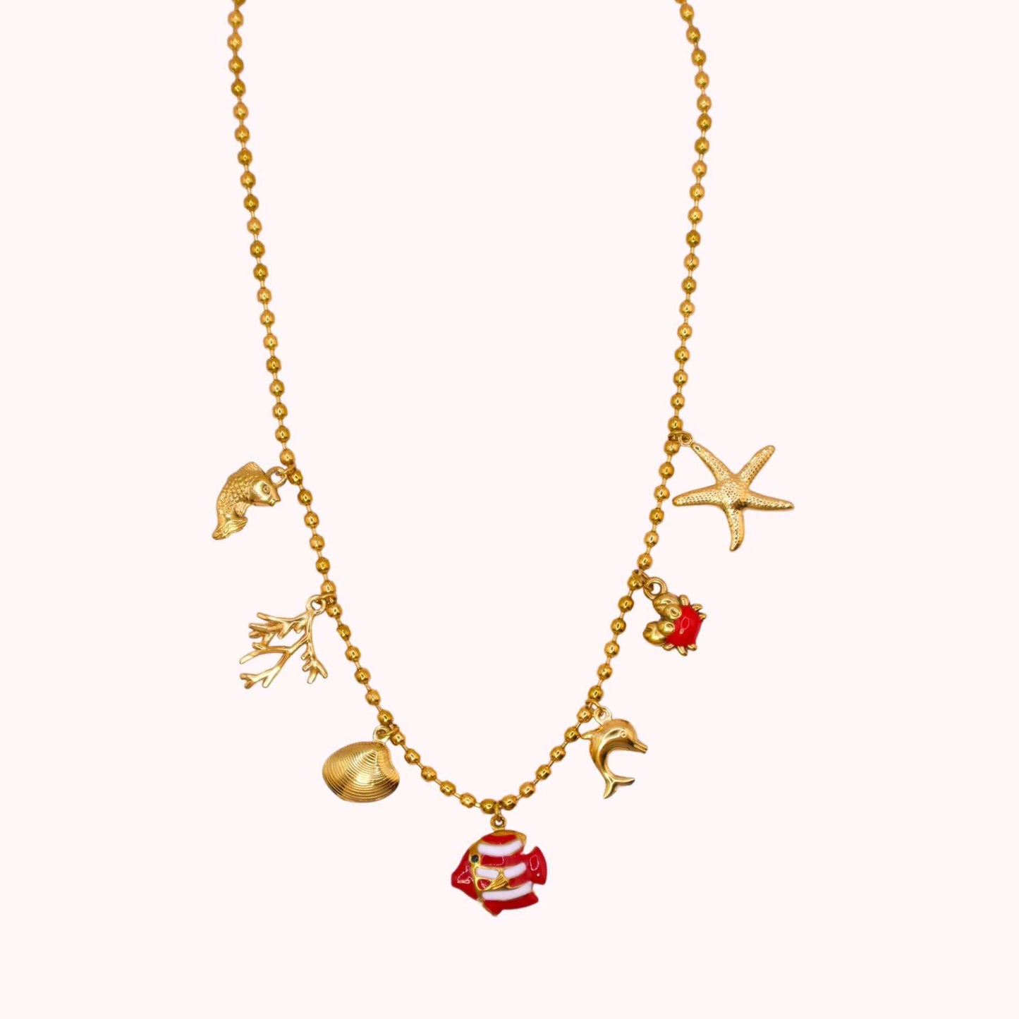 Collana Pendente Vintage a Stella in Acciaio al Titanio con Accenti di Perle e Catena a O Placcata Oro 18K per Uso Unisex