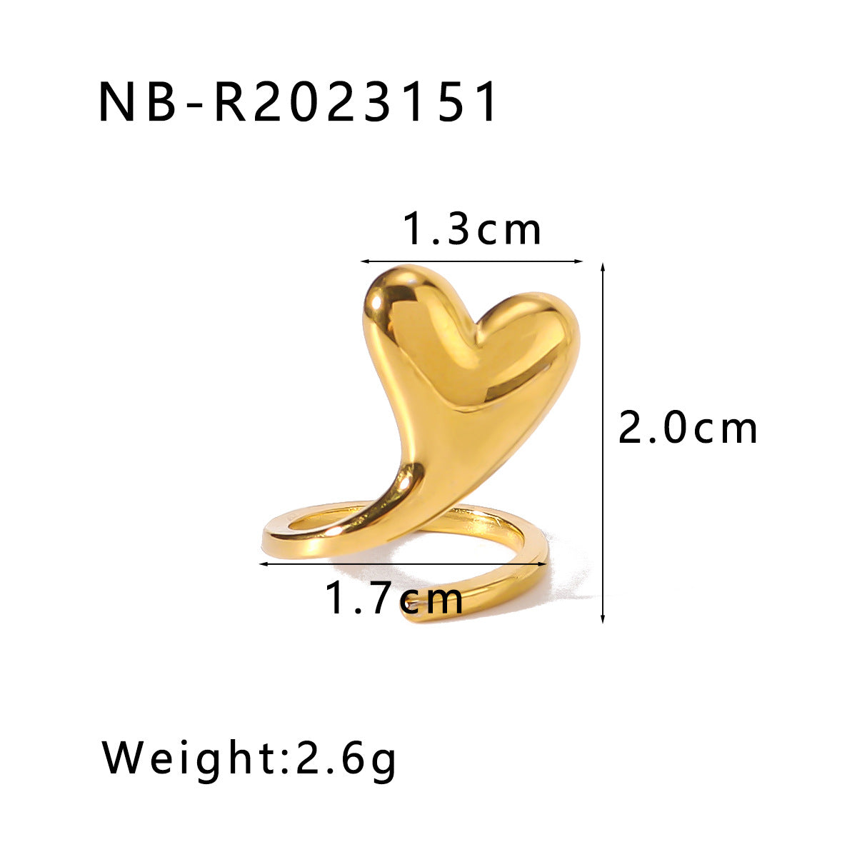 Minimalist Hollow Heart Stainless Steel Ring with 18K Gold Plating for Women and Men