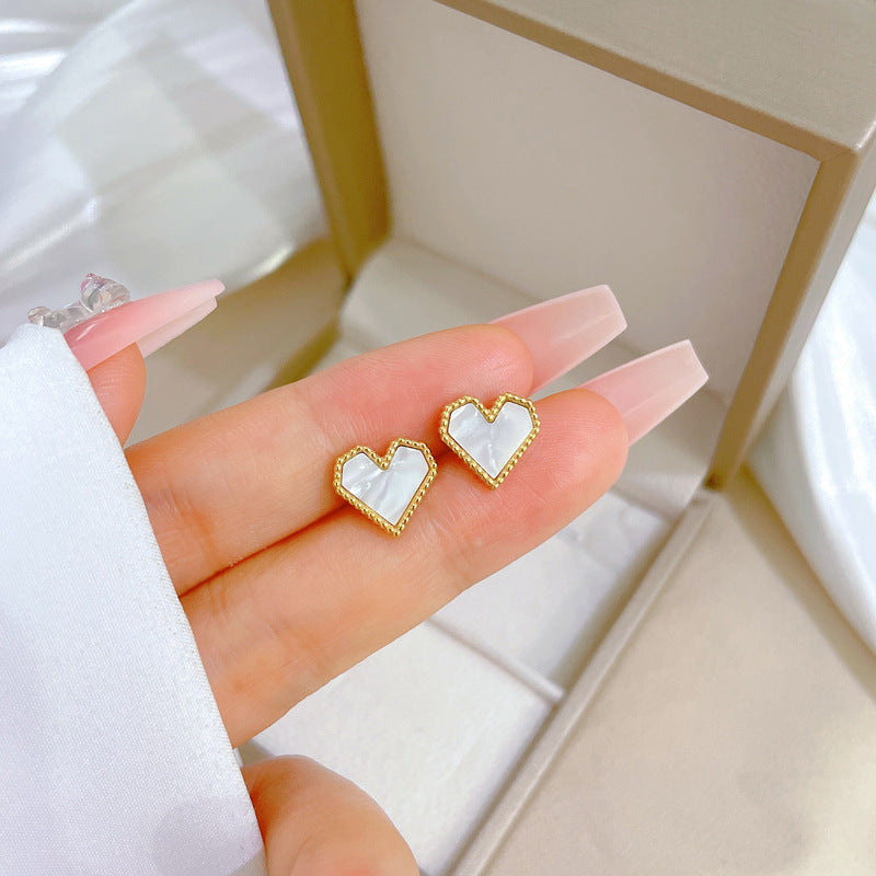 Minimalist Sweet Geometric Titanium Steel Plated Stud Earrings