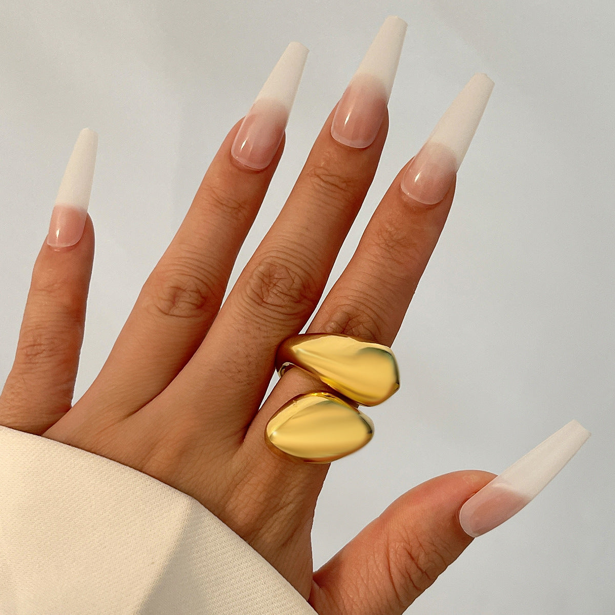 Hip-hop Geometric Teardrop Plated Alloy Ring for Women