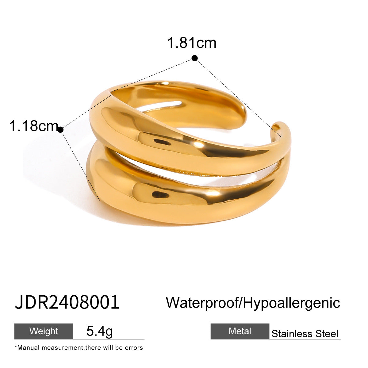 Anello Minimalista Geometrico in Acciaio Inossidabile con Design Traforato e Finitura Lucida Gioielli Unisex alla Moda