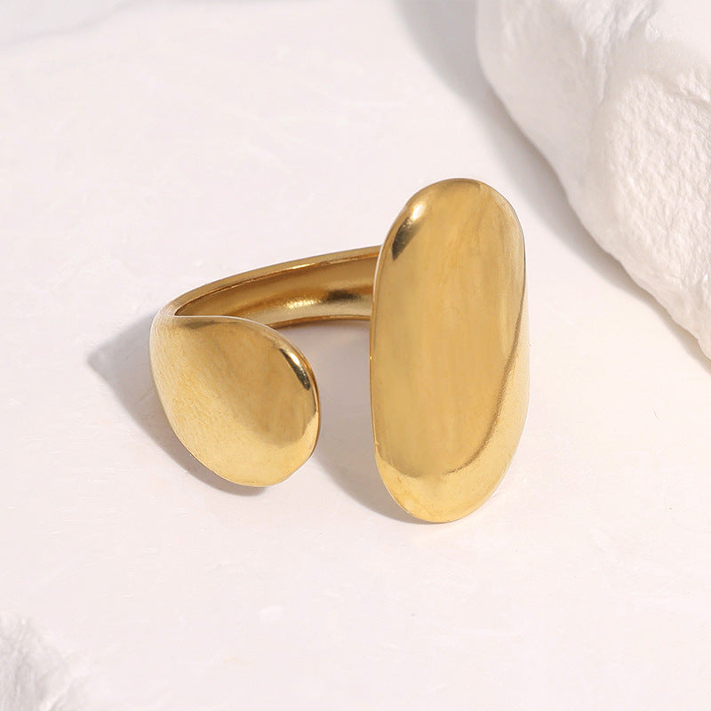 Minimalist Geometric Gold Plated Stainless Steel Open Ring for Women