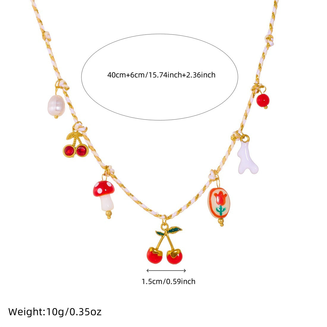 Sweet Gold Plated Drip Oil Ceramic Flower Pendant Stainless Steel Rope Chain Necklace for Women