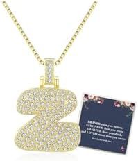 Sweet Hip-hop Letter Brass Cubic Zirconia Inlay Pendant Necklace Box Chain Unisex