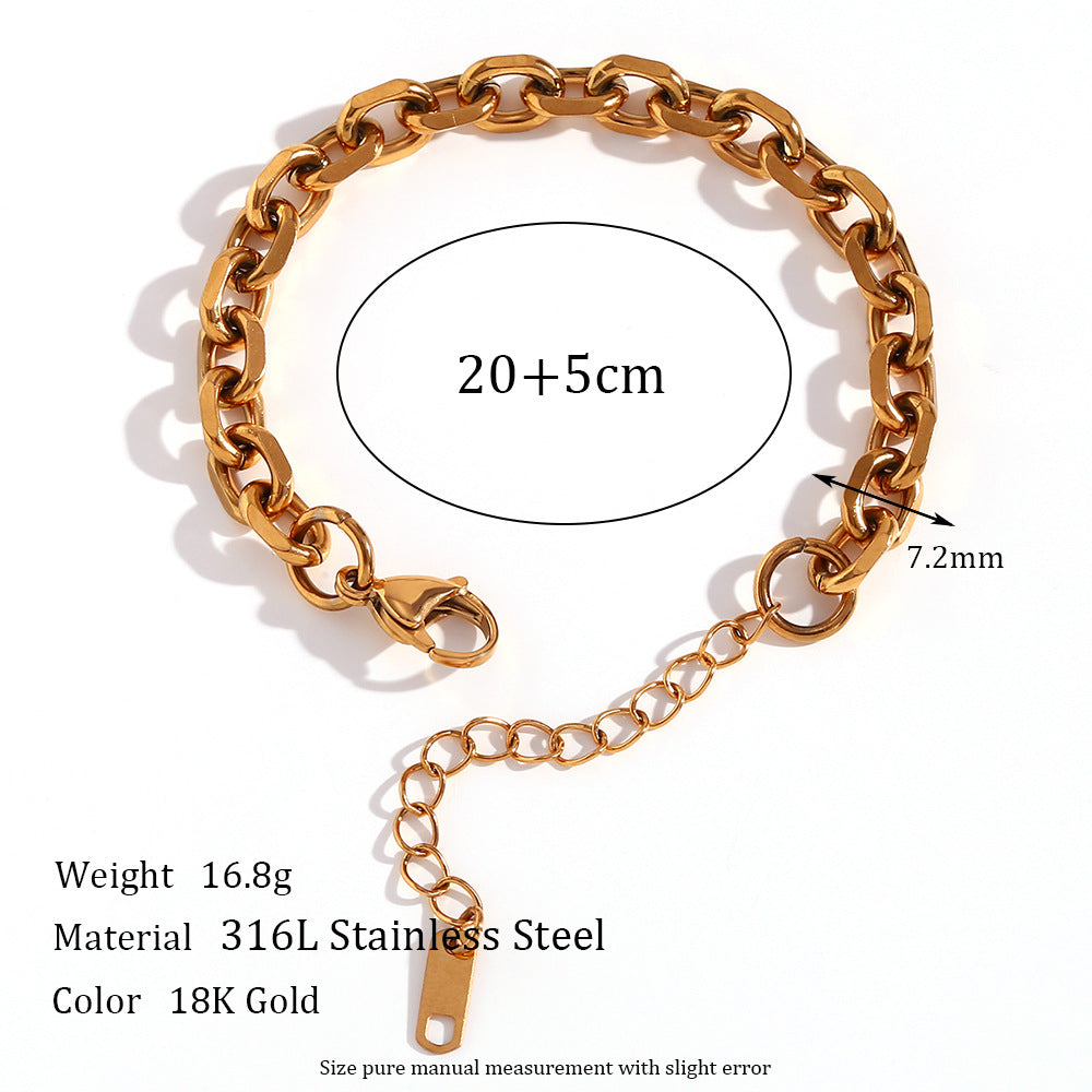 Minimalist Geometric Titanium Steel Pendant Necklace with 18K Gold Plated Stainless Steel Chain