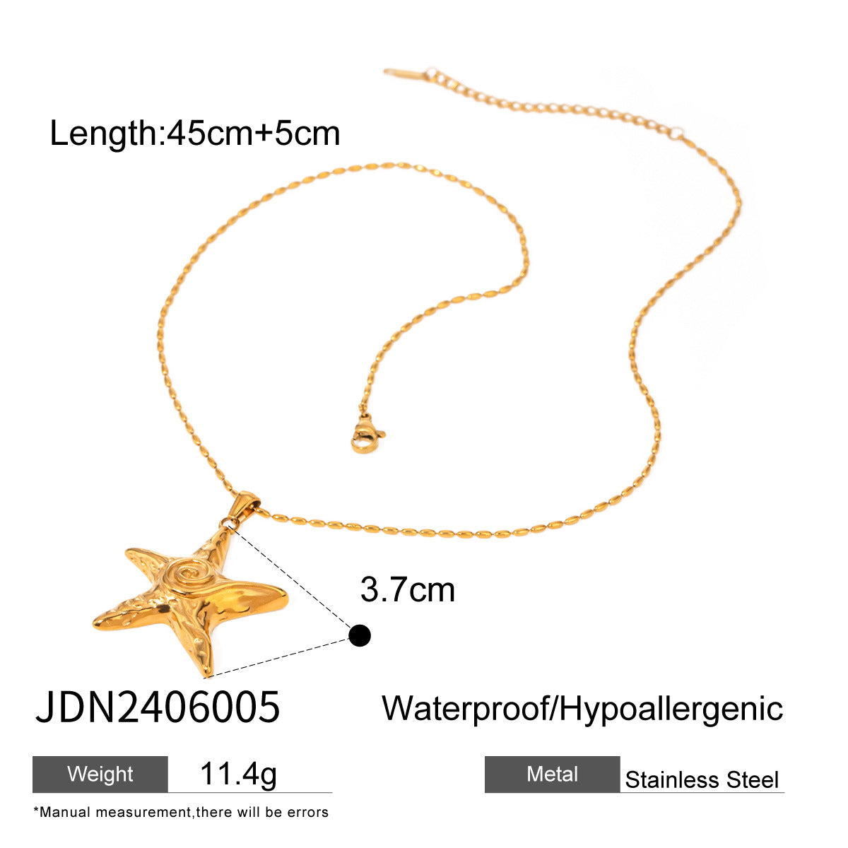 Collar con Colgante de Estrella de Mar Minimalista de Acero Inoxidable con Baño de Rodio para Mujer