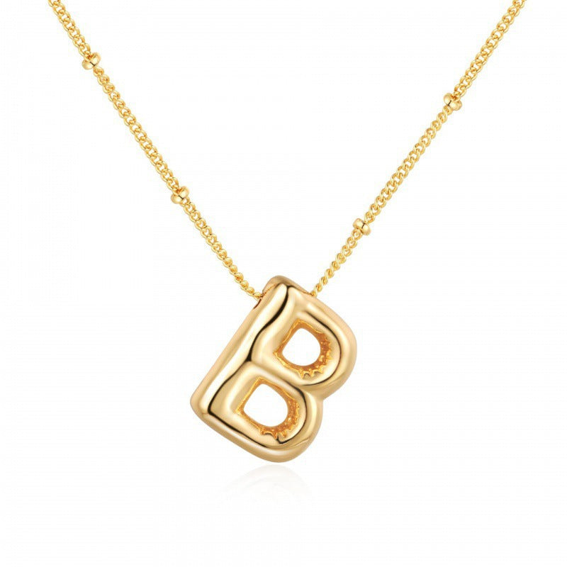 Gold Plated Brass Letter Pendant Necklace for Women