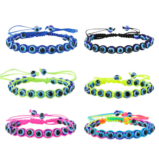 Ethnic Hand-woven Evil Eye Bracelet Unisex Colorful Cord Bangle
