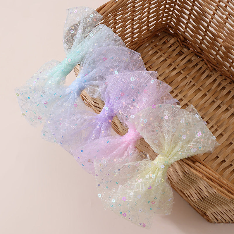 Cerchietto con Fiocco per Bambina, Bordo in Pizzo e Dettagli Glitter per Età 6-10 Anni