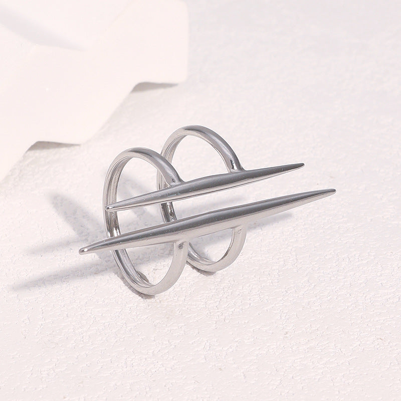 Anello Aperto Geometria Minimal Vintage in Acciaio Inossidabile Placcato Oro 18K con Design Irregolare per Donna