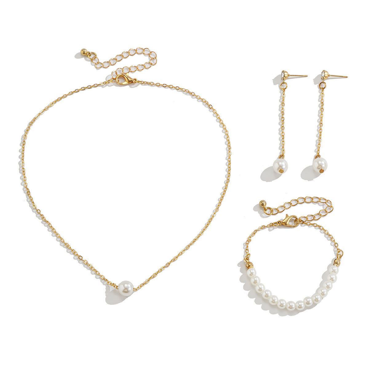 Elegant Geometric Alloy Plated Necklace with Imitation Pearl Pendant for Women