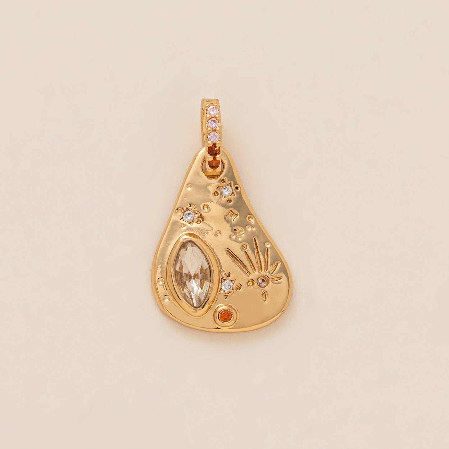 Minimalist Vintage Heart Cat Maple Leaf Cubic Zirconia Brass Plated Charm Bar