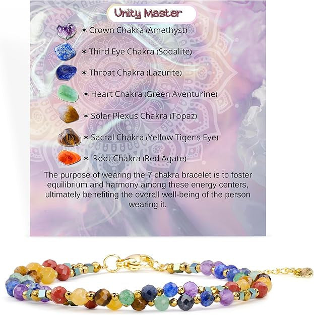 Geometric Natural Stone Crystal Beaded Bracelet Unisex Handmade Jewelry