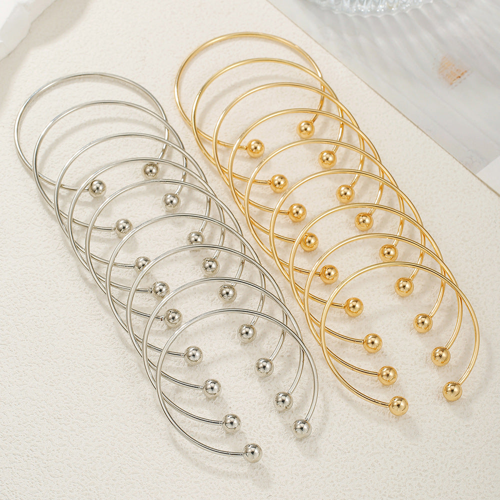 Geometric Style Gold Plated Iron Bracelet Set for Women Vintage Metal Jewelry