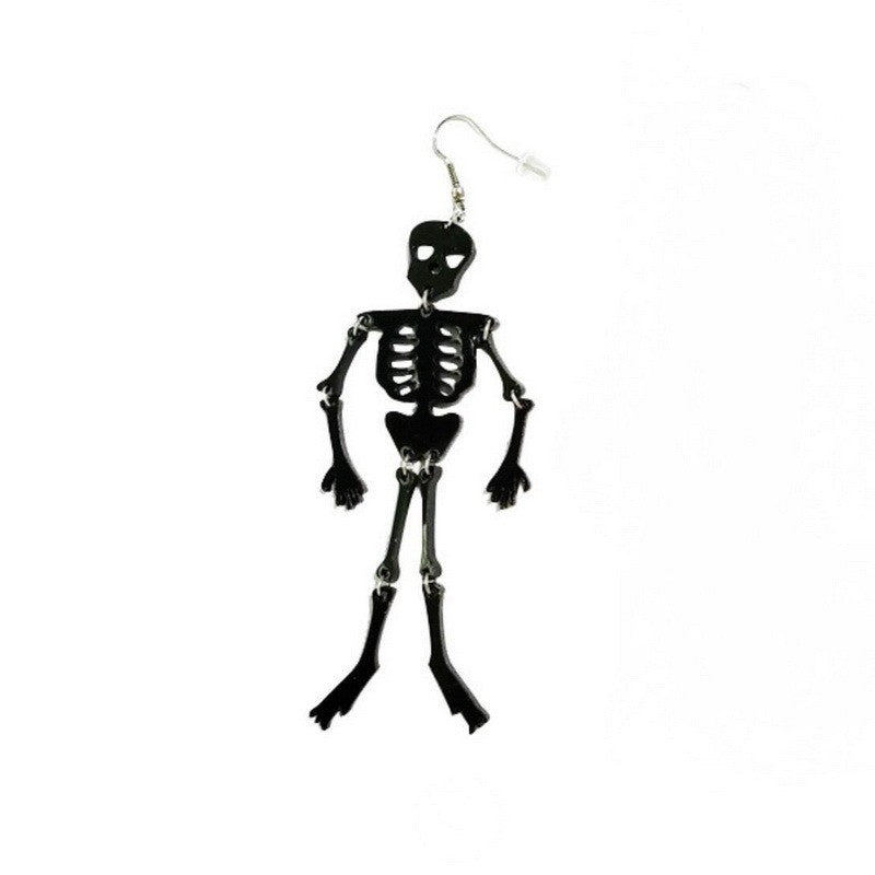 Pendientes acrílicos de calavera gótica oscura y esqueleto para mujer con forma geométrica y acabado hecho a mano