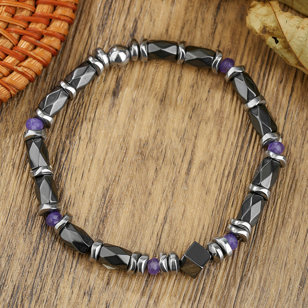 Natural Crystal Round Beaded Bracelet Handmade Geometric Stretch Jewelry Unisex