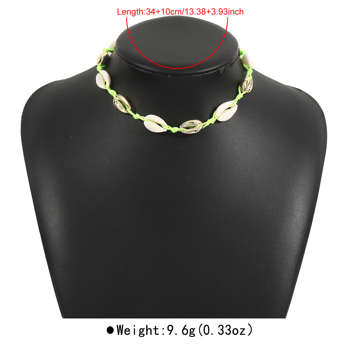 Collar con colgante de concha geométrica estilo bohemio con cadena de aleación y cuerda trenzada para mujer, accesorio para fiesta casual de verano en la playa