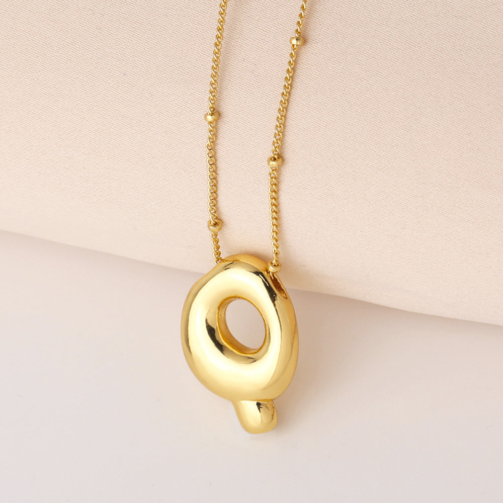 Minimalist Gold Plated Brass Letter Pendant Necklace Cable Chain Unisex Jewelry